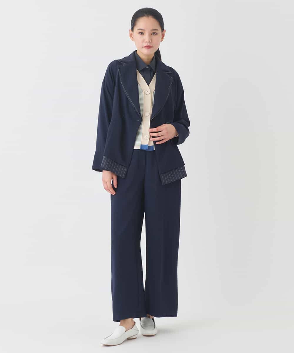 RBFDD01330 HIROKO BIS(ヒロコ ビス) ボーダーミックスニットカーディガン ベージュ