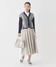 RBFDD01330 HIROKO BIS(ヒロコ ビス) ボーダーミックスニットカーディガン ベージュ