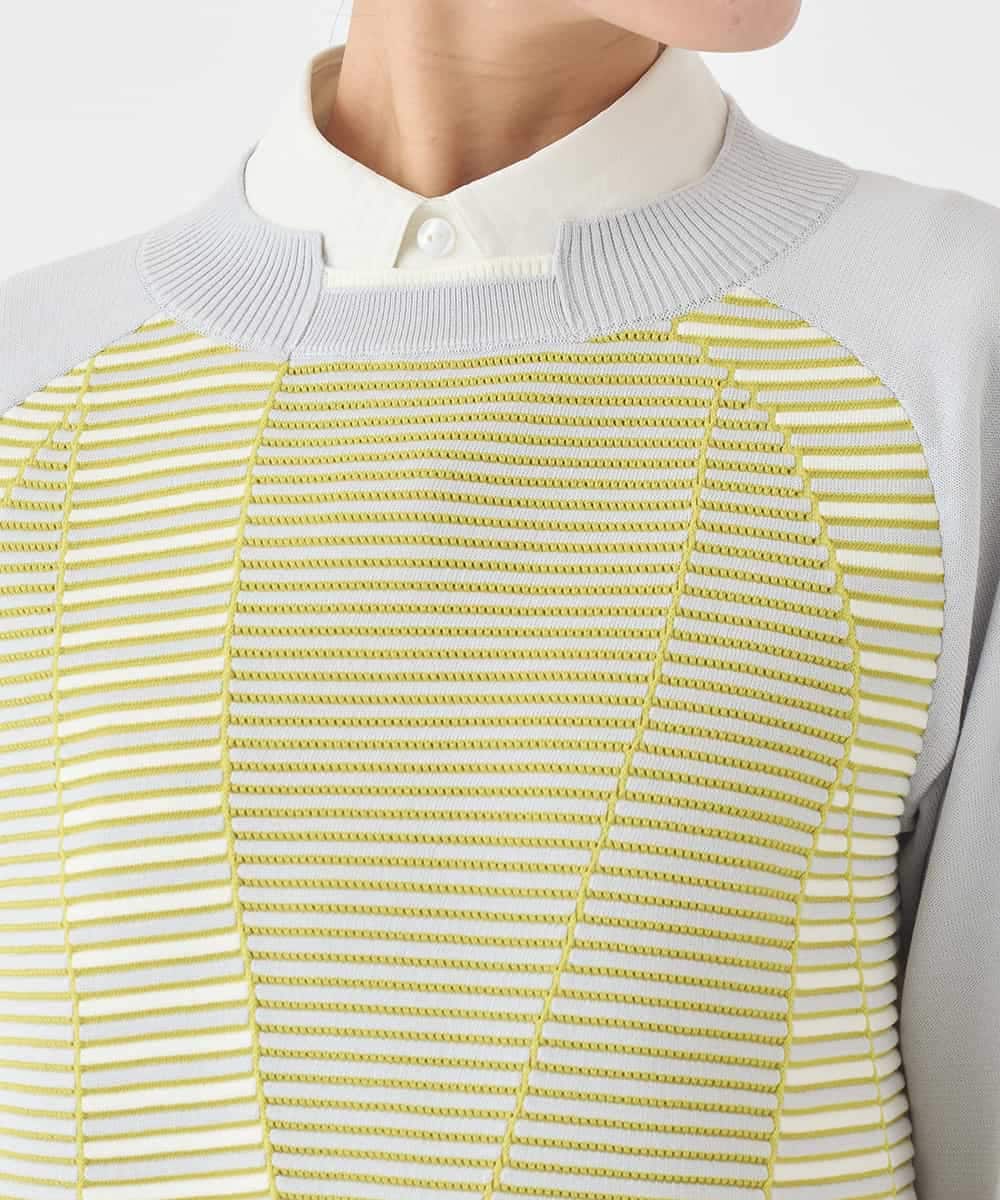 RBFDD02290 HIROKO BIS(ヒロコ ビス) ボーダーミックスニットプルオーバー イエロー