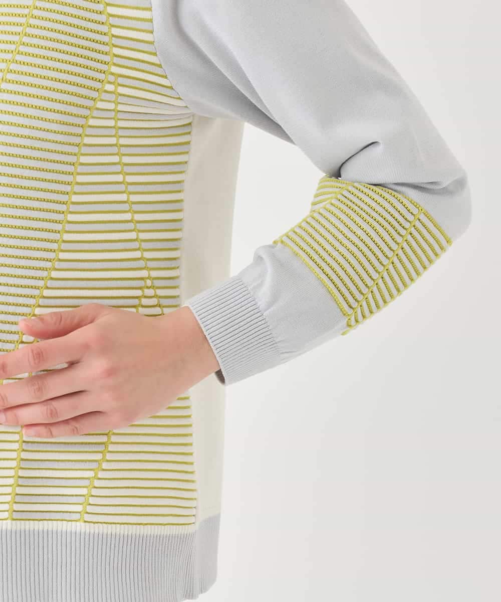 RBFDD02290 HIROKO BIS(ヒロコ ビス) ボーダーミックスニットプルオーバー イエロー