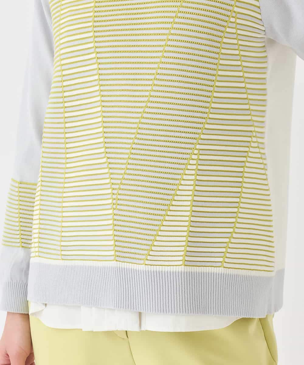 RBFDD02290 HIROKO BIS(ヒロコ ビス) ボーダーミックスニットプルオーバー イエロー