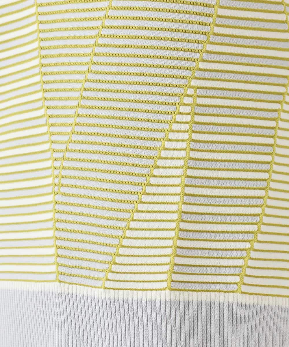 RBFDD02290 HIROKO BIS(ヒロコ ビス) ボーダーミックスニットプルオーバー イエロー