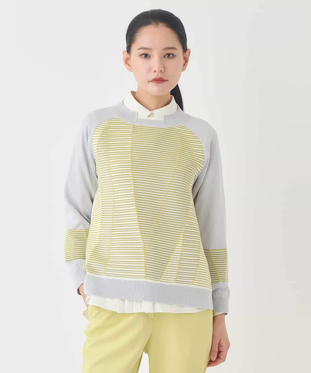 RBFDD02290 HIROKO BIS(ヒロコ ビス) ボーダーミックスニットプルオーバー イエロー