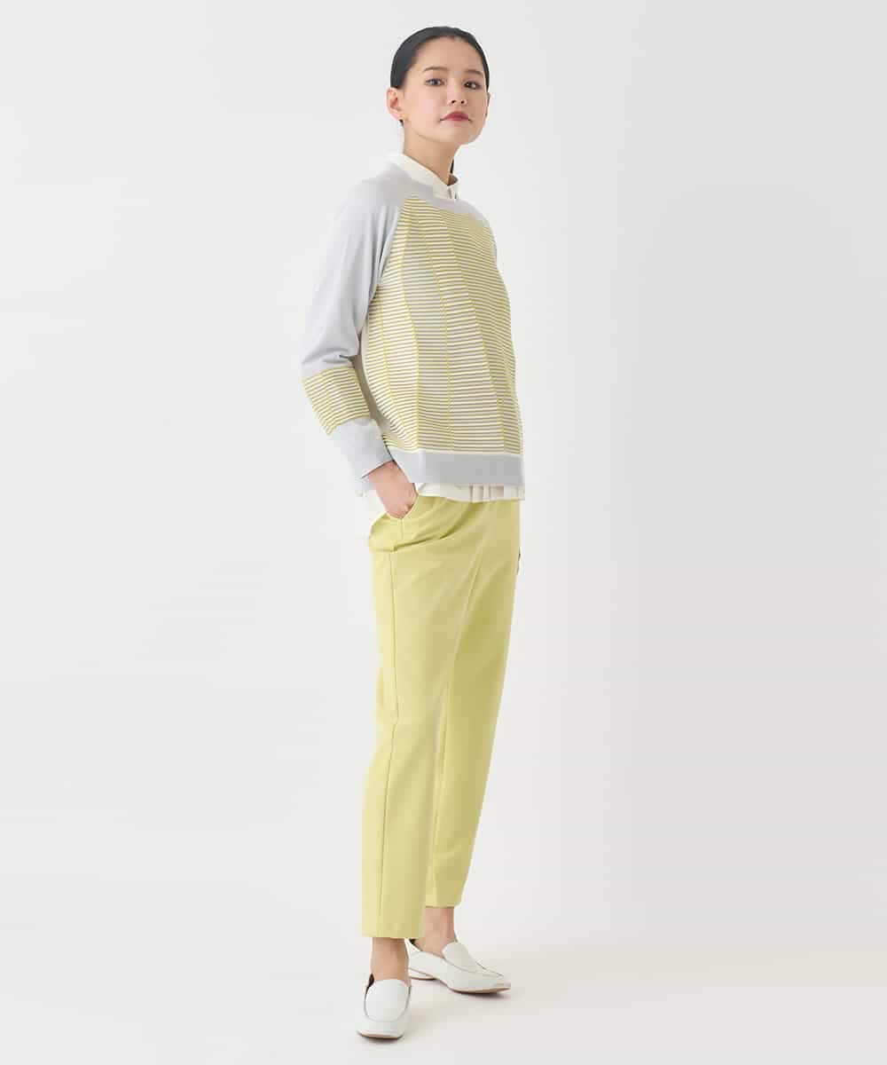 RBFDD02290 HIROKO BIS(ヒロコ ビス) ボーダーミックスニットプルオーバー イエロー