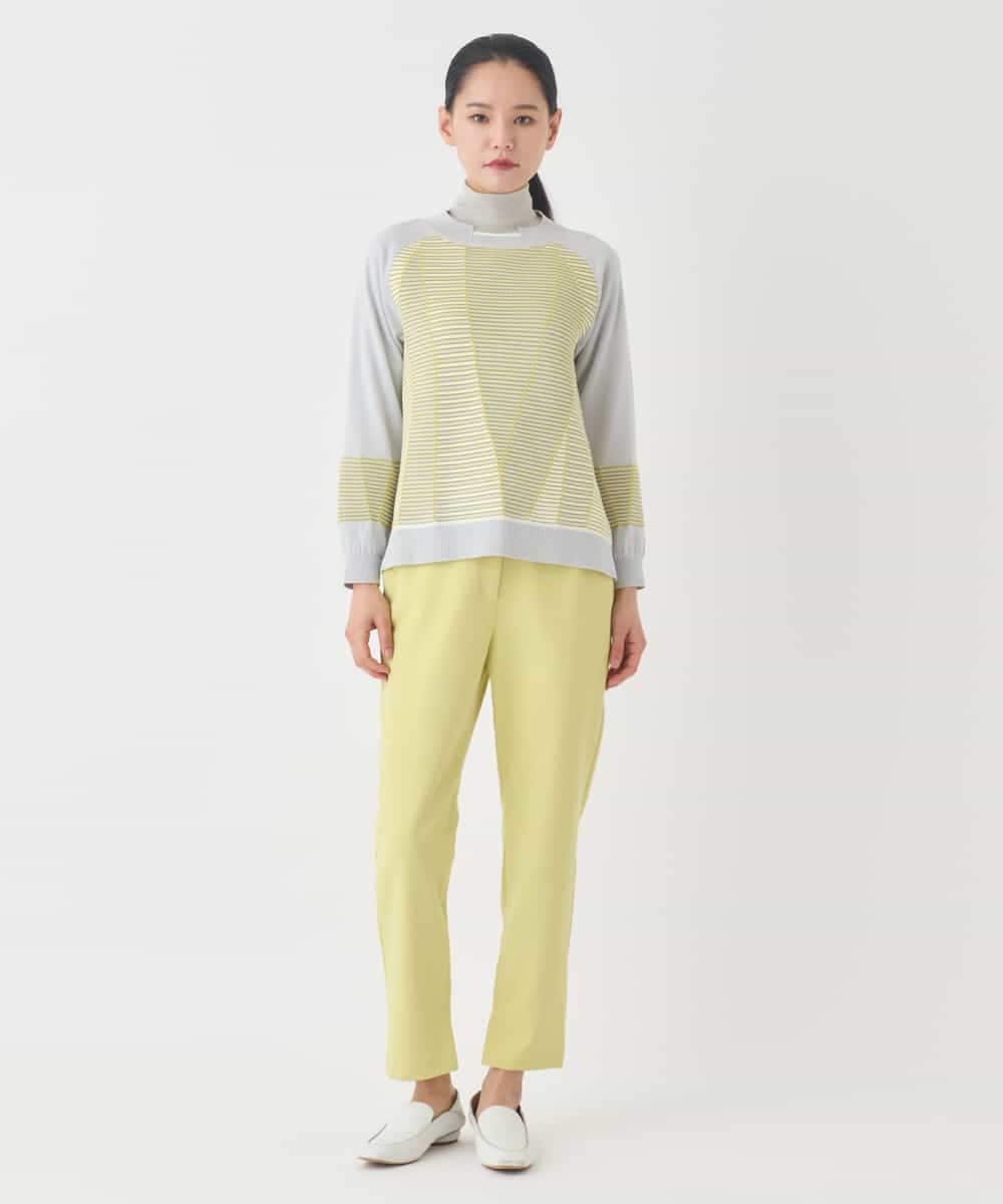 RBFDD02290 HIROKO BIS(ヒロコ ビス) ボーダーミックスニットプルオーバー イエロー