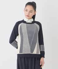 RBFDD02290 HIROKO BIS(ヒロコ ビス) ボーダーミックスニットプルオーバー イエロー