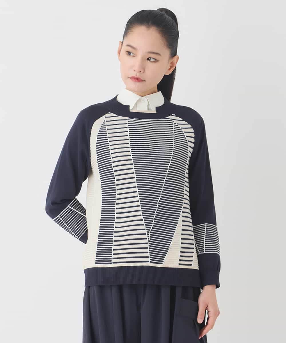 RBFDD02290 HIROKO BIS(ヒロコ ビス) ボーダーミックスニットプルオーバー イエロー