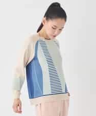 RBFDD02290 HIROKO BIS(ヒロコ ビス) ボーダーミックスニットプルオーバー イエロー