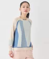 RBFDD02290 HIROKO BIS(ヒロコ ビス) ボーダーミックスニットプルオーバー イエロー