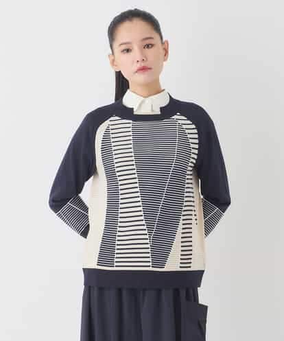 RBFDD02290 HIROKO BIS ボーダーミックスニットプルオーバー