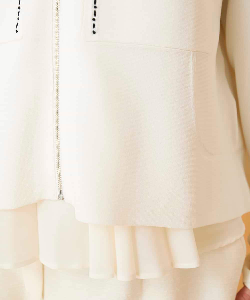 RBFED20330 HIROKO BIS(ヒロコ ビス) ステッチアクセントミラノリブカーディガン ホワイト