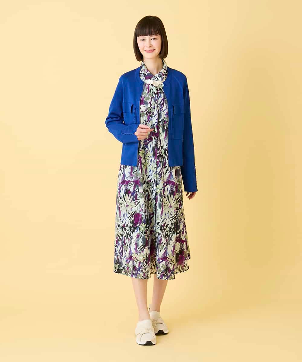 RBFED20330 HIROKO BIS(ヒロコ ビス) ステッチアクセントミラノリブカーディガン ホワイト