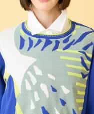 RBFED25290 HIROKO BIS(ヒロコ ビス) アーティスティックジャガードニットプルオーバー ライトブルー