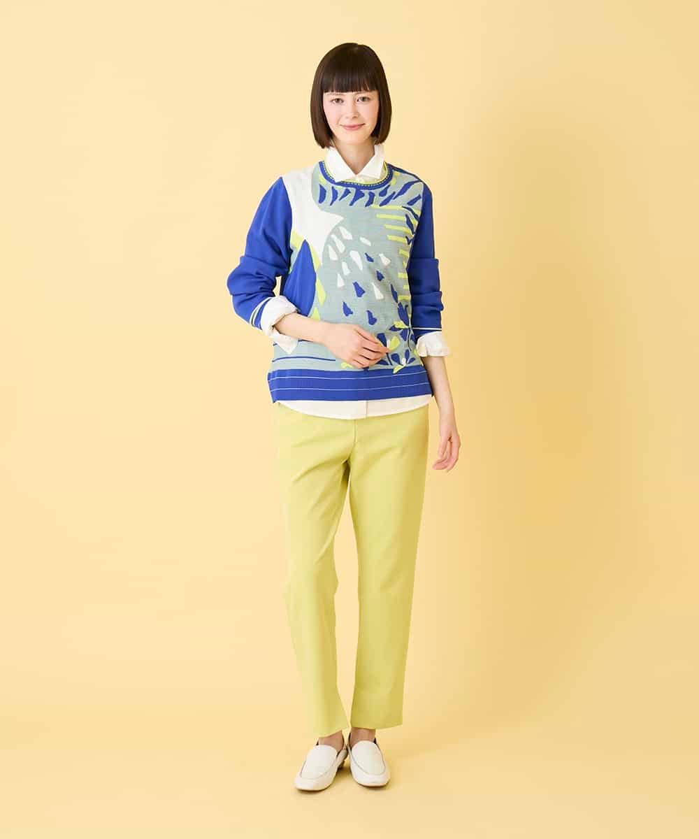 RBFED25290 HIROKO BIS(ヒロコ ビス) アーティスティックジャガードニットプルオーバー ライトブルー