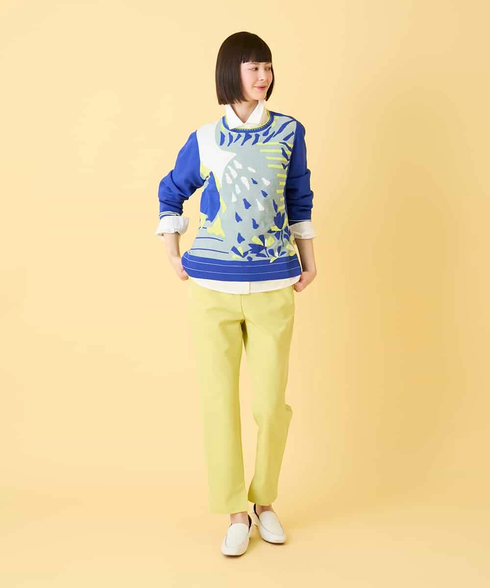 RBFED25290 HIROKO BIS(ヒロコ ビス) アーティスティックジャガードニットプルオーバー ライトブルー