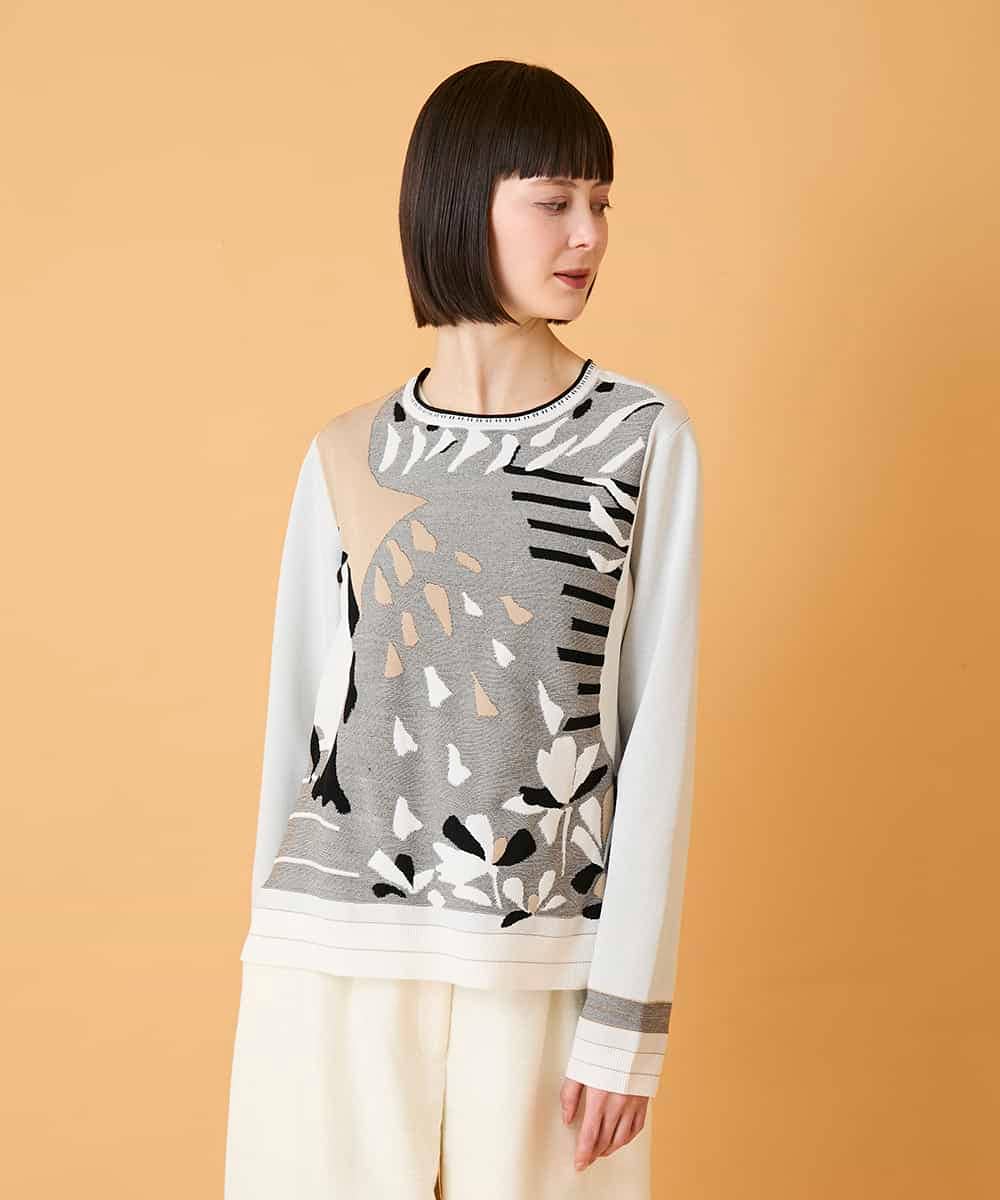 RBFED25290 HIROKO BIS(ヒロコ ビス) アーティスティックジャガードニットプルオーバー ライトブルー