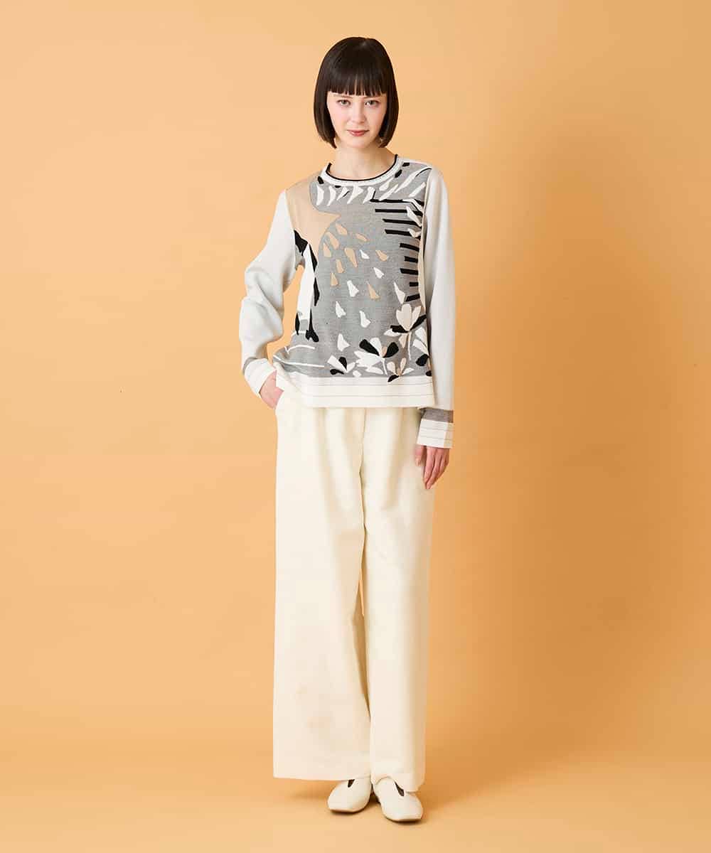 RBFED25290 HIROKO BIS(ヒロコ ビス) アーティスティックジャガードニットプルオーバー ライトブルー