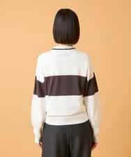 RBFED30390 HIROKO BIS(ヒロコ ビス) 花刺繍ブロッキングデザインカーディガン ホワイト