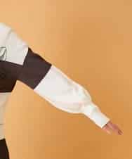 RBFED30390 HIROKO BIS(ヒロコ ビス) 花刺繍ブロッキングデザインカーディガン ホワイト