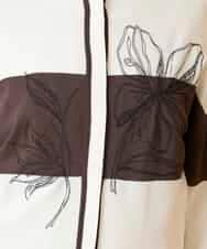 RBFED30390 HIROKO BIS(ヒロコ ビス) 花刺繍ブロッキングデザインカーディガン ホワイト