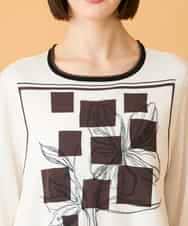 RBFED31360 HIROKO BIS(ヒロコ ビス) 花刺繍フレーム配色デザインプルオーバー ホワイト