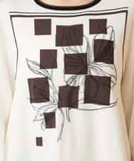 RBFED31360 HIROKO BIS(ヒロコ ビス) 花刺繍フレーム配色デザインプルオーバー ホワイト