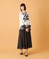 RBFED31360 HIROKO BIS(ヒロコ ビス) 花刺繍フレーム配色デザインプルオーバー ホワイト