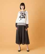 RBFED31360 HIROKO BIS(ヒロコ ビス) 花刺繍フレーム配色デザインプルオーバー ホワイト