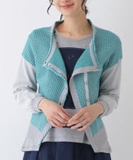 RBFES10290 HIROKO BIS(ヒロコ ビス) 【洗える】アシンメトリーデザインニットカーディガン グリーン