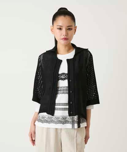 RBFFD40330 HIROKO BIS ざっくりメッシュニットカーディガン