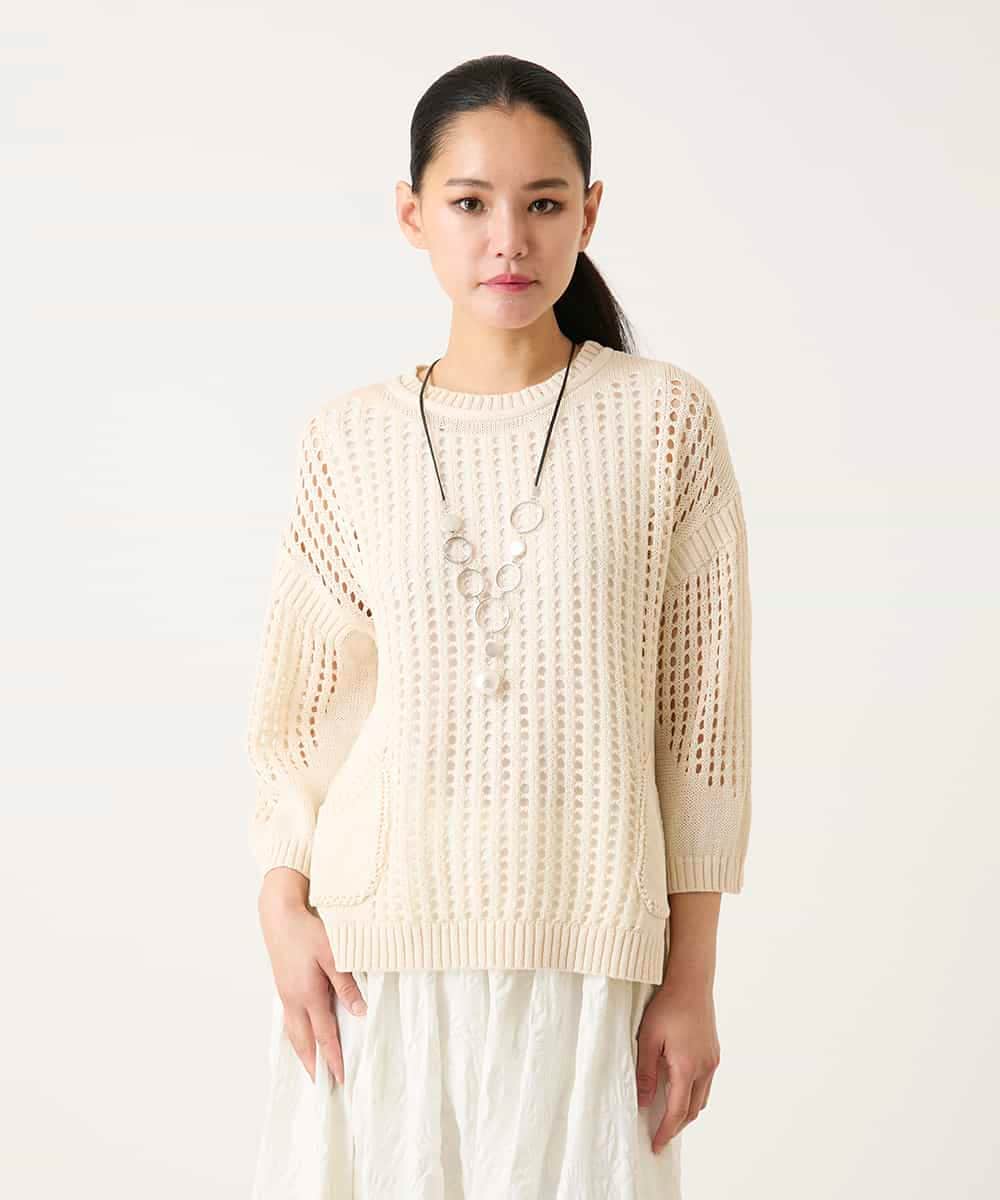 RBFFD41290 HIROKO BIS(ヒロコ ビス) ざっくりメッシュニットプルオーバー アイボリー