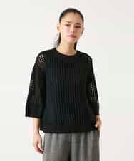 RBFFD41290 HIROKO BIS(ヒロコ ビス) ざっくりメッシュニットプルオーバー ブラック