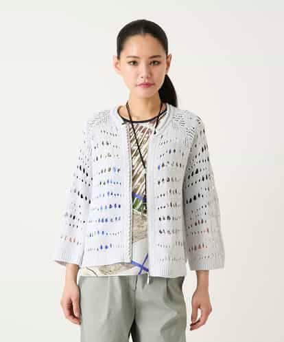 RBFFD45330 HIROKO BIS ラメニットジップカーディガン