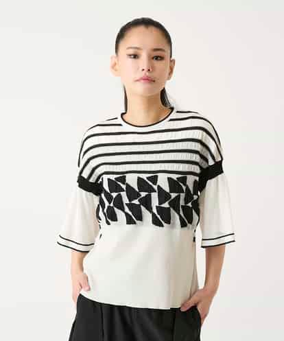 RBFFD47290 HIROKO BIS フクレジャカードデザインニットプルオーバー