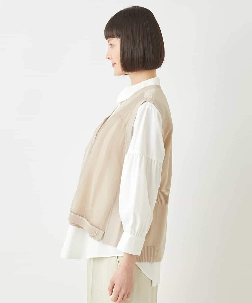 RBFFW30270 HIROKO BIS(ヒロコ ビス) チュールレイヤードニットベスト /洗える ベージュ