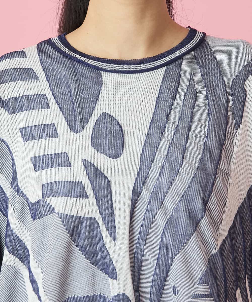 RBFGE51330 HIROKO BIS(ヒロコ ビス) メタリックジャカードエアリーニットプルオーバー ブルー
