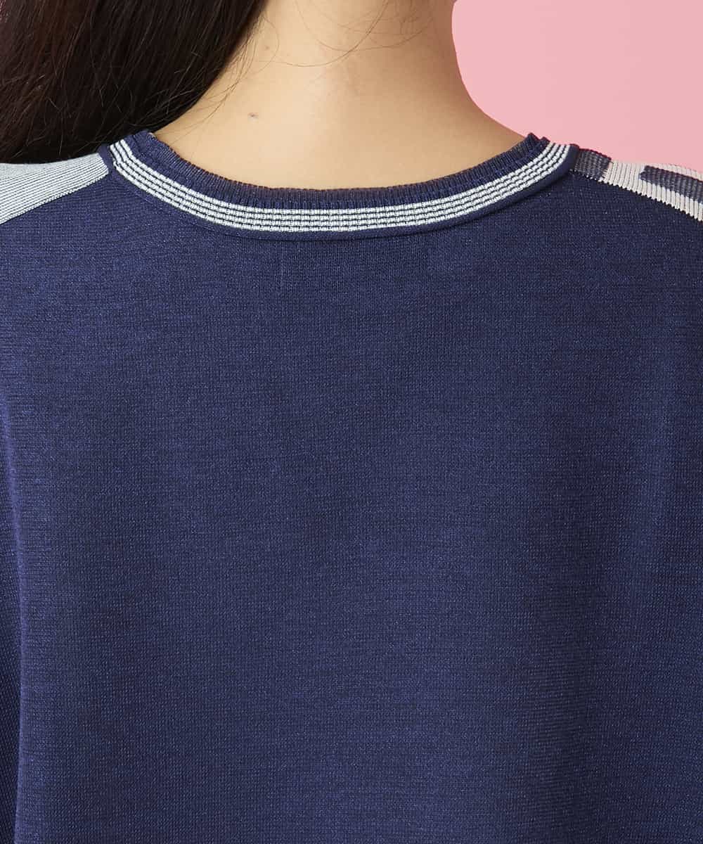 RBFGE51330 HIROKO BIS(ヒロコ ビス) メタリックジャカードエアリーニットプルオーバー ブルー