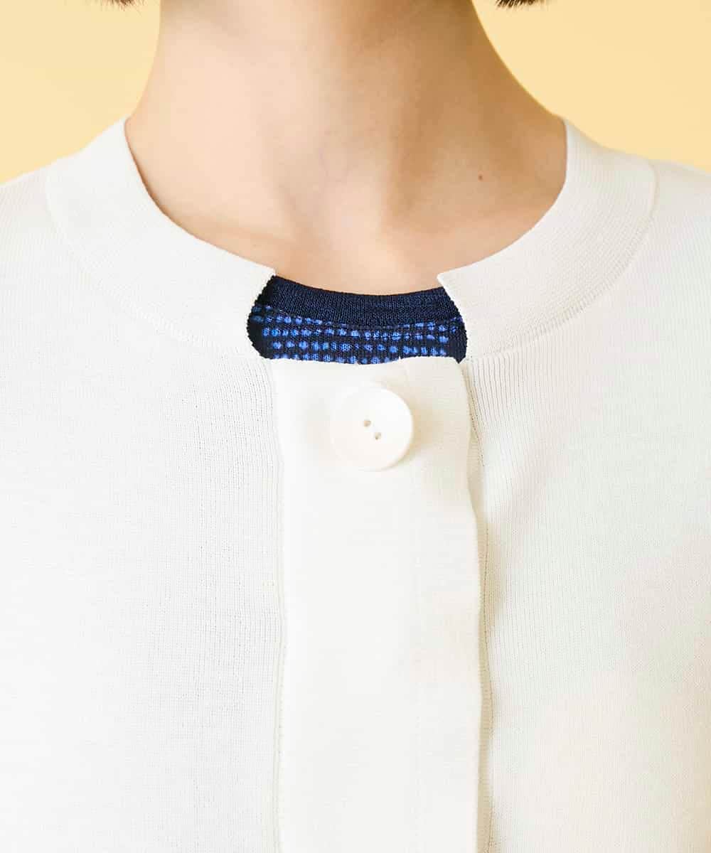 RBFGE60290 HIROKO BIS(ヒロコ ビス) 【先行予約】リブデザインライトニットカーディガン ホワイト