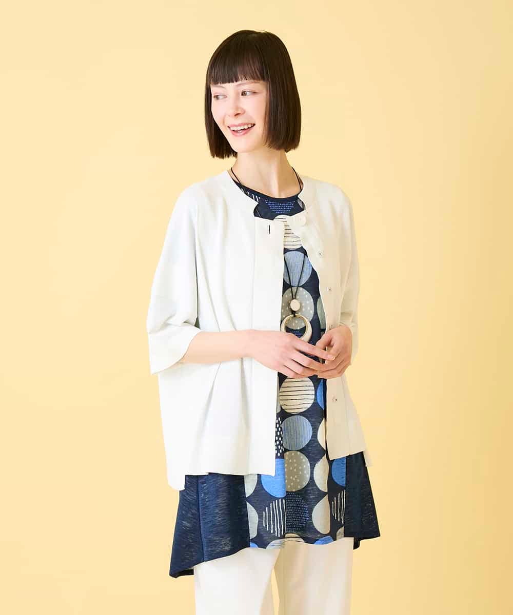 RBFGE60290 HIROKO BIS(ヒロコ ビス) 【先行予約】リブデザインライトニットカーディガン ホワイト