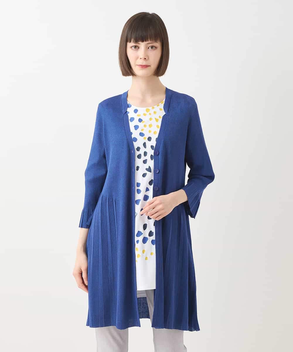 RBFHA70330 HIROKO BIS(ヒロコ ビス) メタリックヤーンリブニットカーディガン ブルー