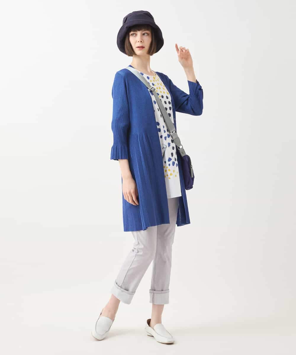 RBFHA70330 HIROKO BIS(ヒロコ ビス) メタリックヤーンリブニットカーディガン ブルー