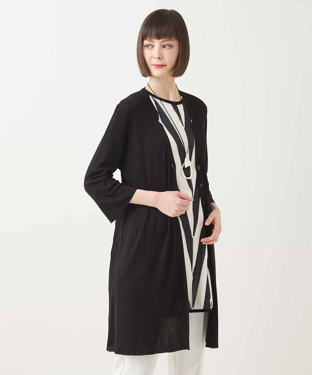 RBFHA70330 HIROKO BIS(ヒロコ ビス) メタリックヤーンリブニットカーディガン ブルー