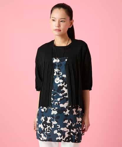 RBFHE70290 HIROKO BIS 切り替えプリーツジップニットカーディガン