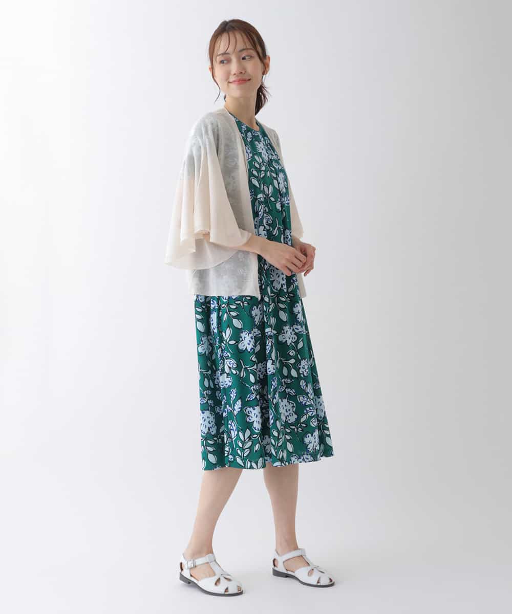 RBFHS10230 HIROKO BIS(ヒロコ ビス) 【洗える】フレアスリーブニットカーディガン ベージュ