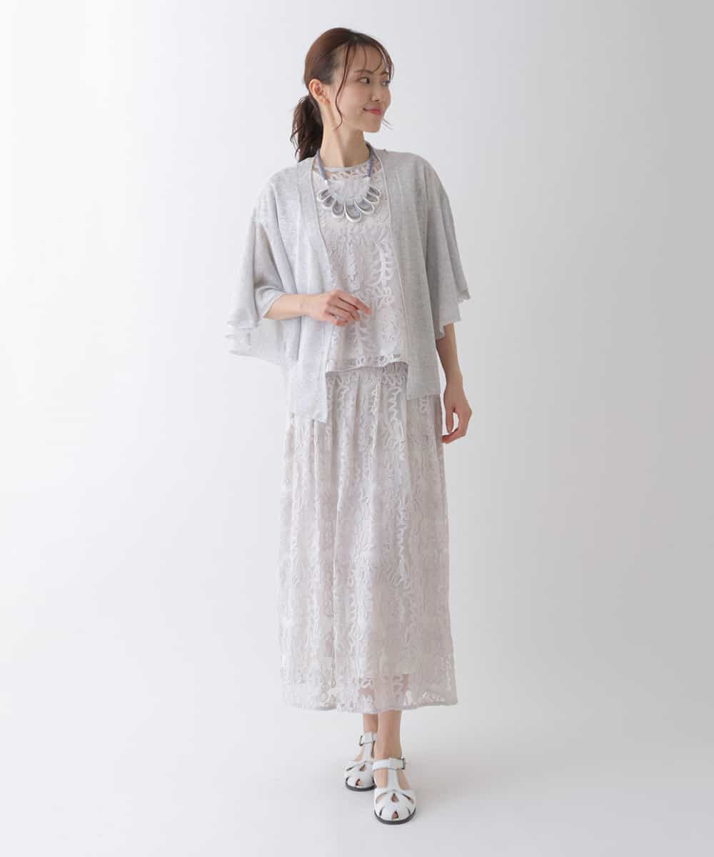 RBFHS10230 HIROKO BIS(ヒロコ ビス) 【洗える】フレアスリーブニットカーディガン ベージュ