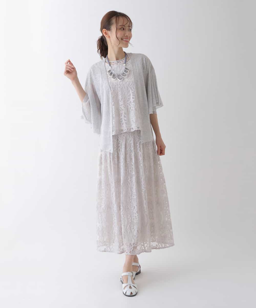 RBFHS10230 HIROKO BIS(ヒロコ ビス) 【洗える】フレアスリーブニットカーディガン ベージュ