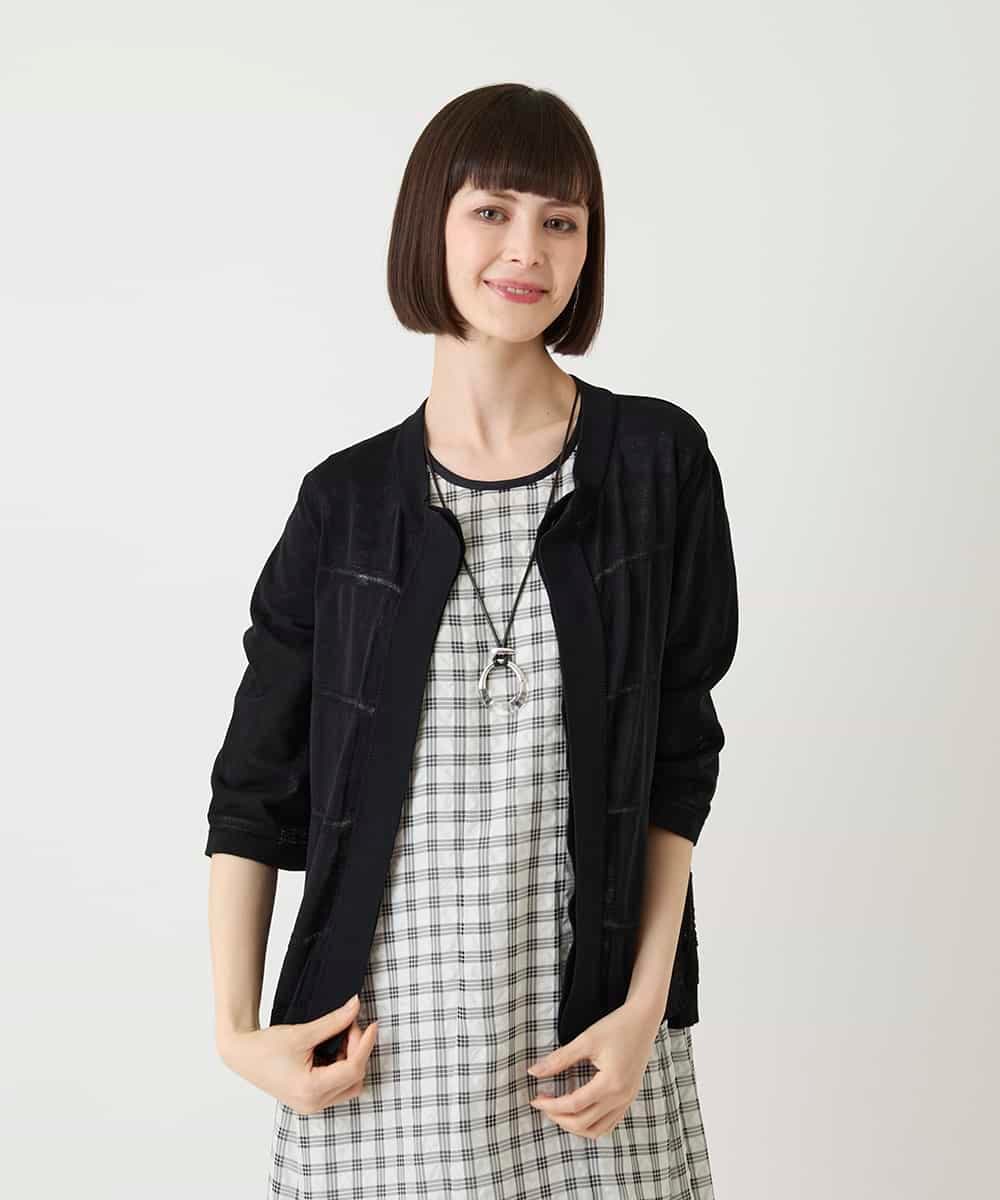RBFIE80290 HIROKO BIS(ヒロコ ビス) パターン切り替えニットカーディガン ブラック