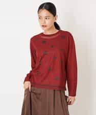 RBFJS02330 HIROKO BIS(ヒロコ ビス) 【洗える】ドット柄シアーニットプルオーバー レッド