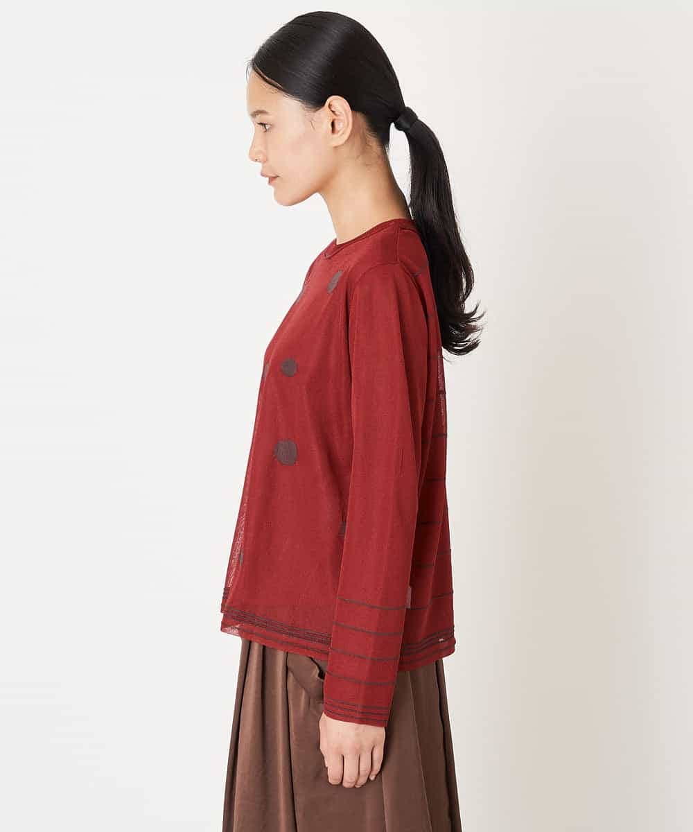 RBFJS02330 HIROKO BIS(ヒロコ ビス) 【洗える】ドット柄シアーニットプルオーバー レッド