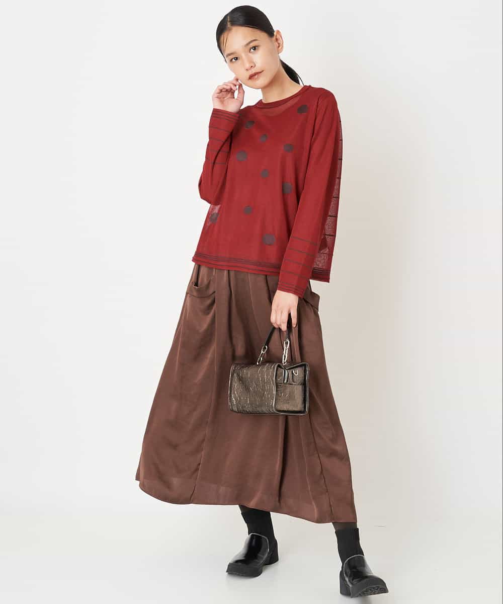 RBFJS02330 HIROKO BIS(ヒロコ ビス) 【洗える】ドット柄シアーニットプルオーバー レッド
